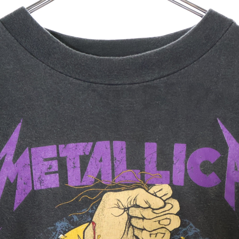 VINTAGE(ヴィンテージ) 90s METALLICA 1988 DAMAGED JUSTICE PUSHEAD TEE メタリカ パスヘッド 両面プリント半袖Tシャツ カットソー ブラック
