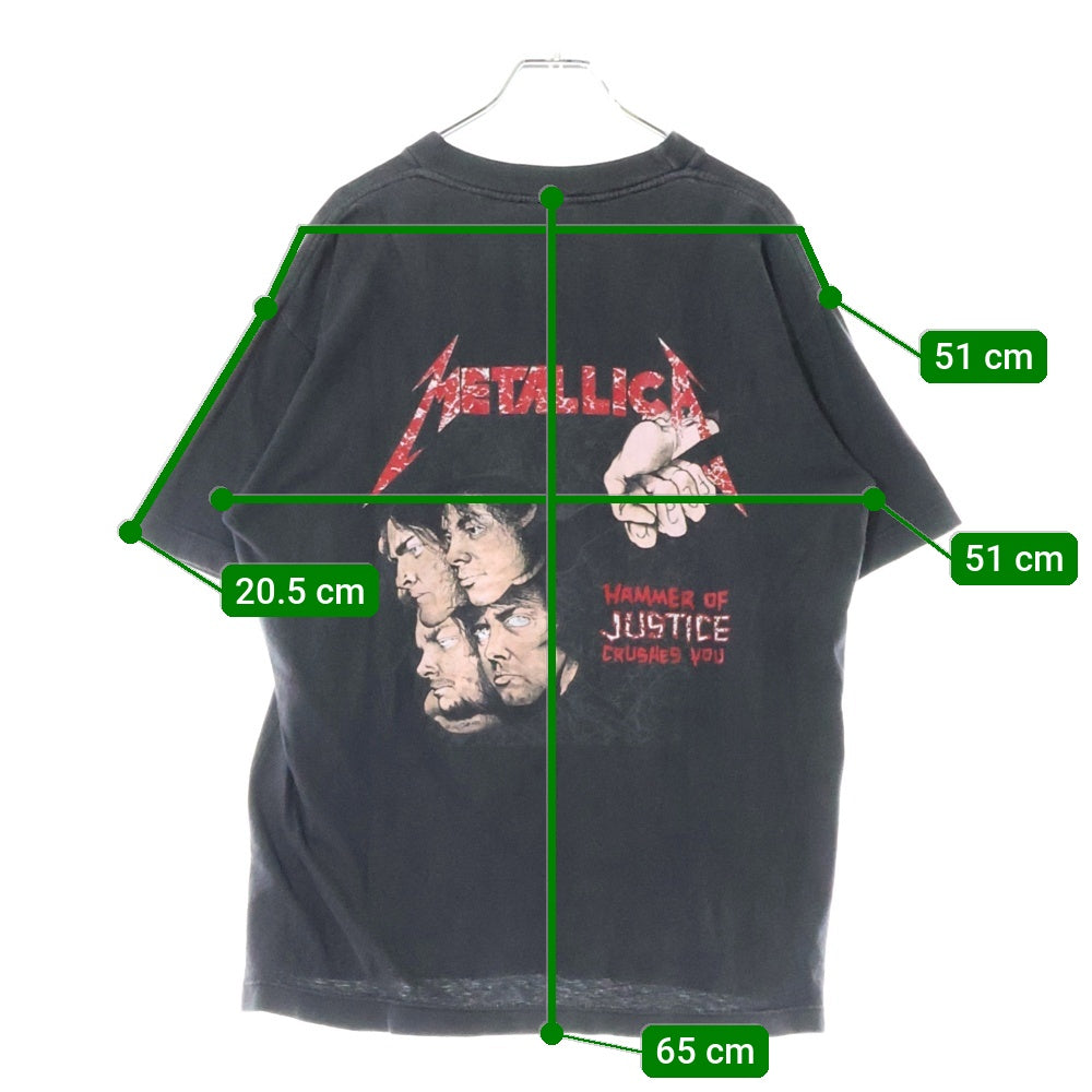 VINTAGE(ヴィンテージ) 90s METALLICA 1988 DAMAGED JUSTICE PUSHEAD TEE メタリカ パスヘッド 両面プリント半袖Tシャツ カットソー ブラック