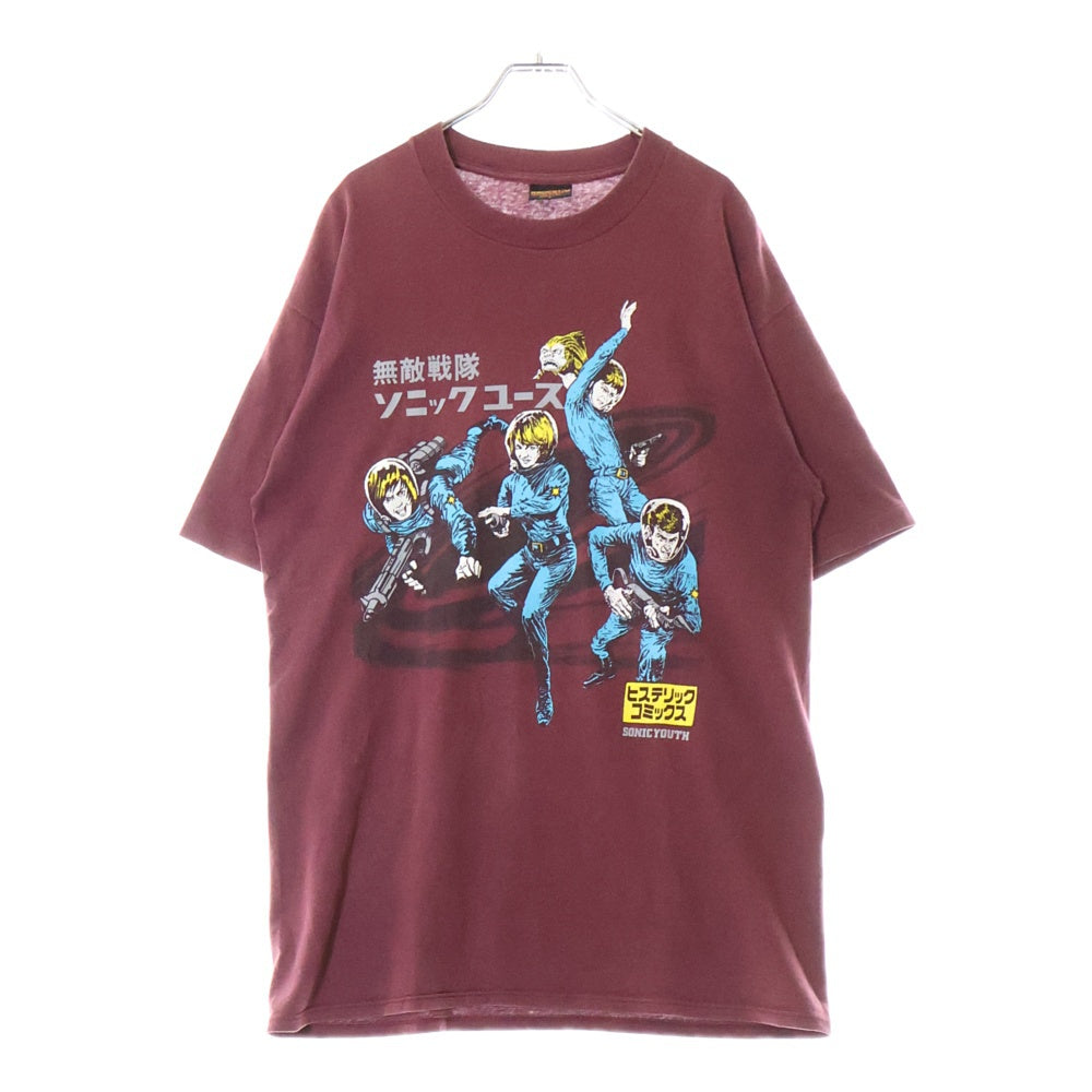 VINTAGE(ヴィンテージ) 90S SONIC YOUTH ヒステリックコミックス 無敵戦隊 ソニックユース 半袖Tシャツ バーガンディ