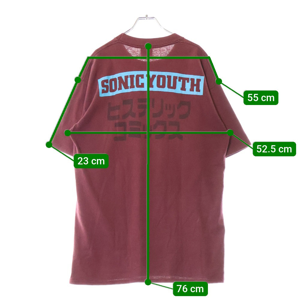 VINTAGE(ヴィンテージ) 90S SONIC YOUTH ヒステリックコミックス 無敵戦隊 ソニックユース 半袖Tシャツ バーガンディ