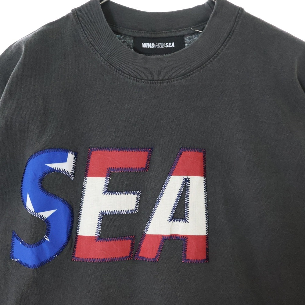 WIND AND SEA(ウィンダンシー) 25SS SIGNATURE USA SEA ヴィンテージ加工 半袖Tシャツ ブラック WDS-O-SIGU-25-Q3-CS-01