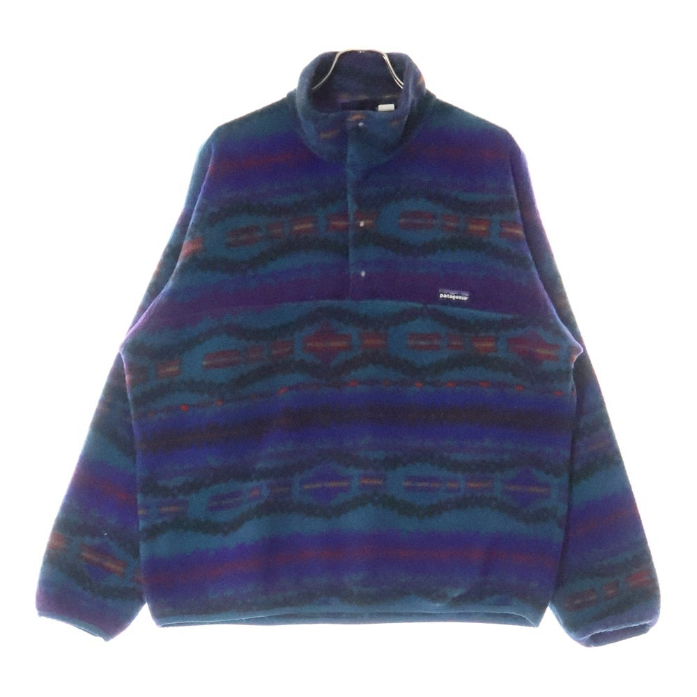 PATAGONIA(パタゴニア) 90s VINTAGE Sacajawea USA製 雪無しタグ フリース スナップT プルオーバー サカジャウィア柄 マルチカラー