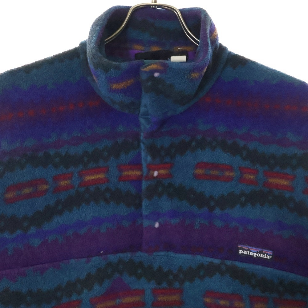 PATAGONIA(パタゴニア) 90s VINTAGE Sacajawea USA製 雪無しタグ フリース スナップT プルオーバー サカジャウィア柄 マルチカラー