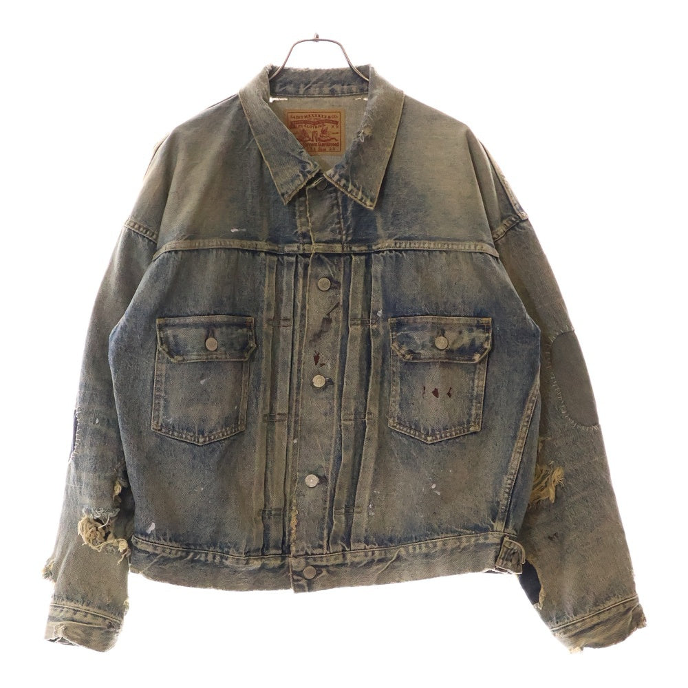 SAINT MICHAEL(セントマイケル) 23AW × BerBerJin DENIM JACKET ベルベルジン 2nd タイプ ダメージ加工 デニムジャケット インディゴ SM-A23-0000-C17
