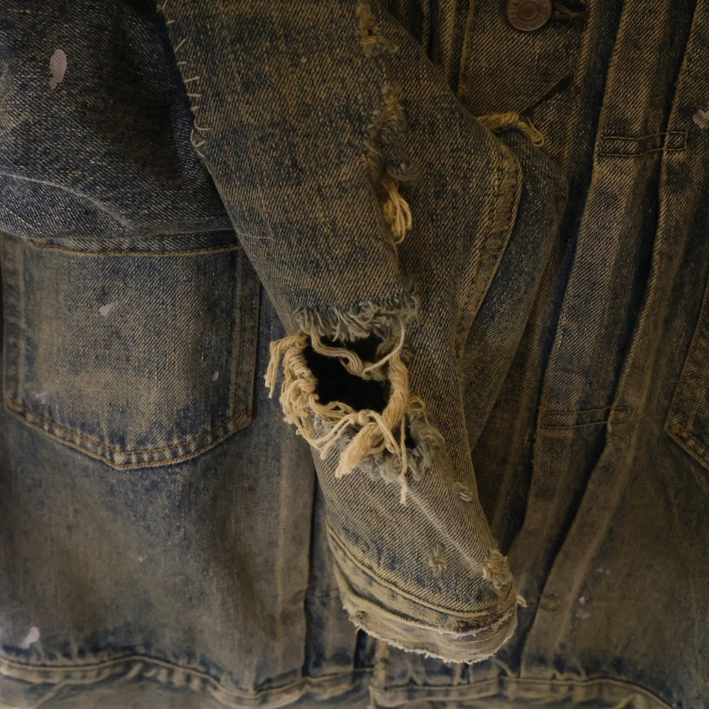 SAINT MICHAEL(セントマイケル) 23AW × BerBerJin DENIM JACKET ベルベルジン 2nd タイプ ダメージ加工 デニムジャケット インディゴ SM-A23-0000-C17