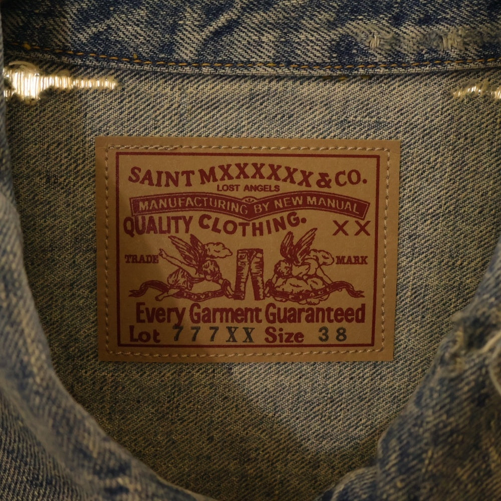 SAINT MICHAEL(セントマイケル) 23AW × BerBerJin DENIM JACKET ベルベルジン 2nd タイプ ダメージ加工 デニムジャケット インディゴ SM-A23-0000-C17