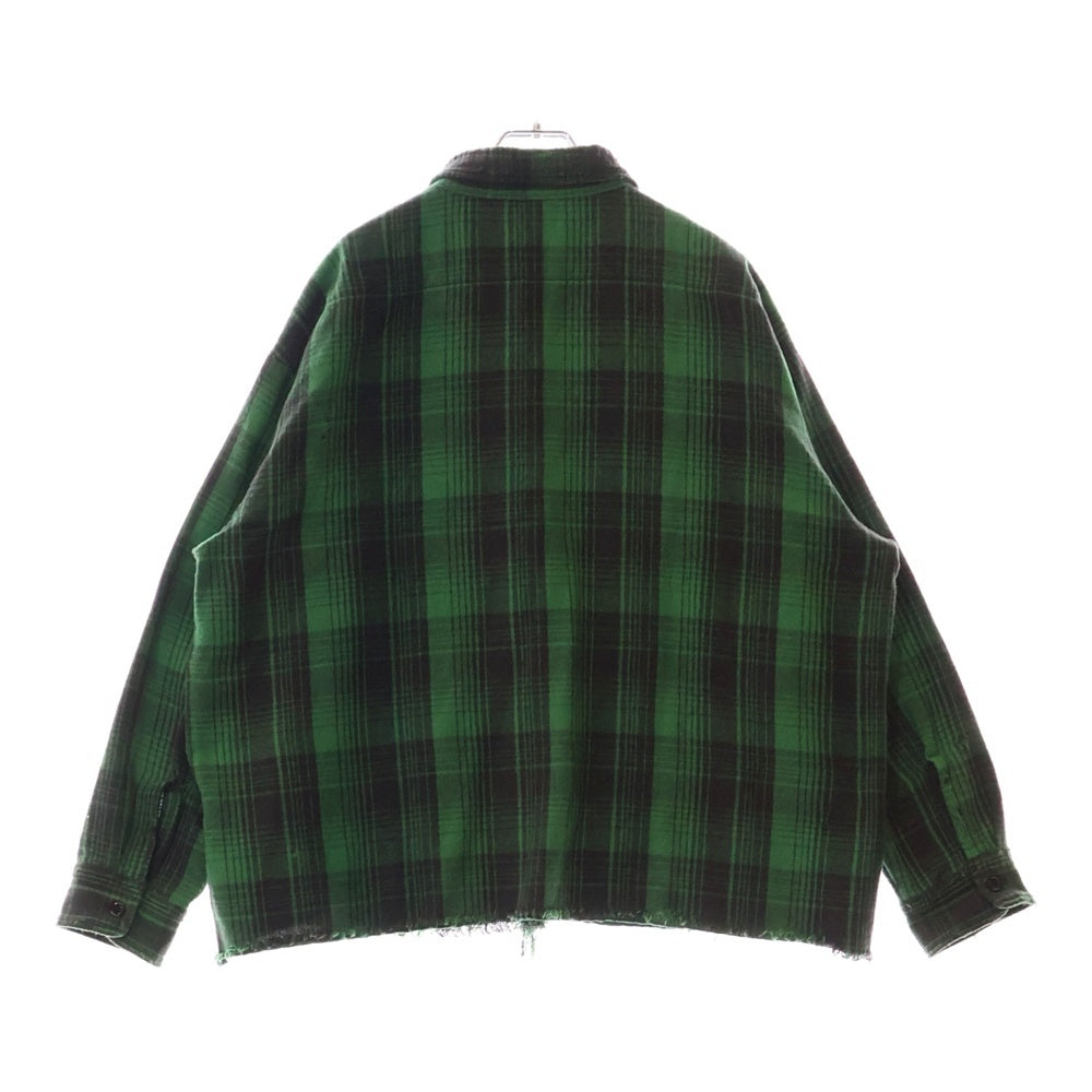 SAINT MICHAEL(セントマイケル) 24SS FRNL CHECK SHIRT カットオフ加工 フランネルシャツ グリーン SM-YS8-0000-024