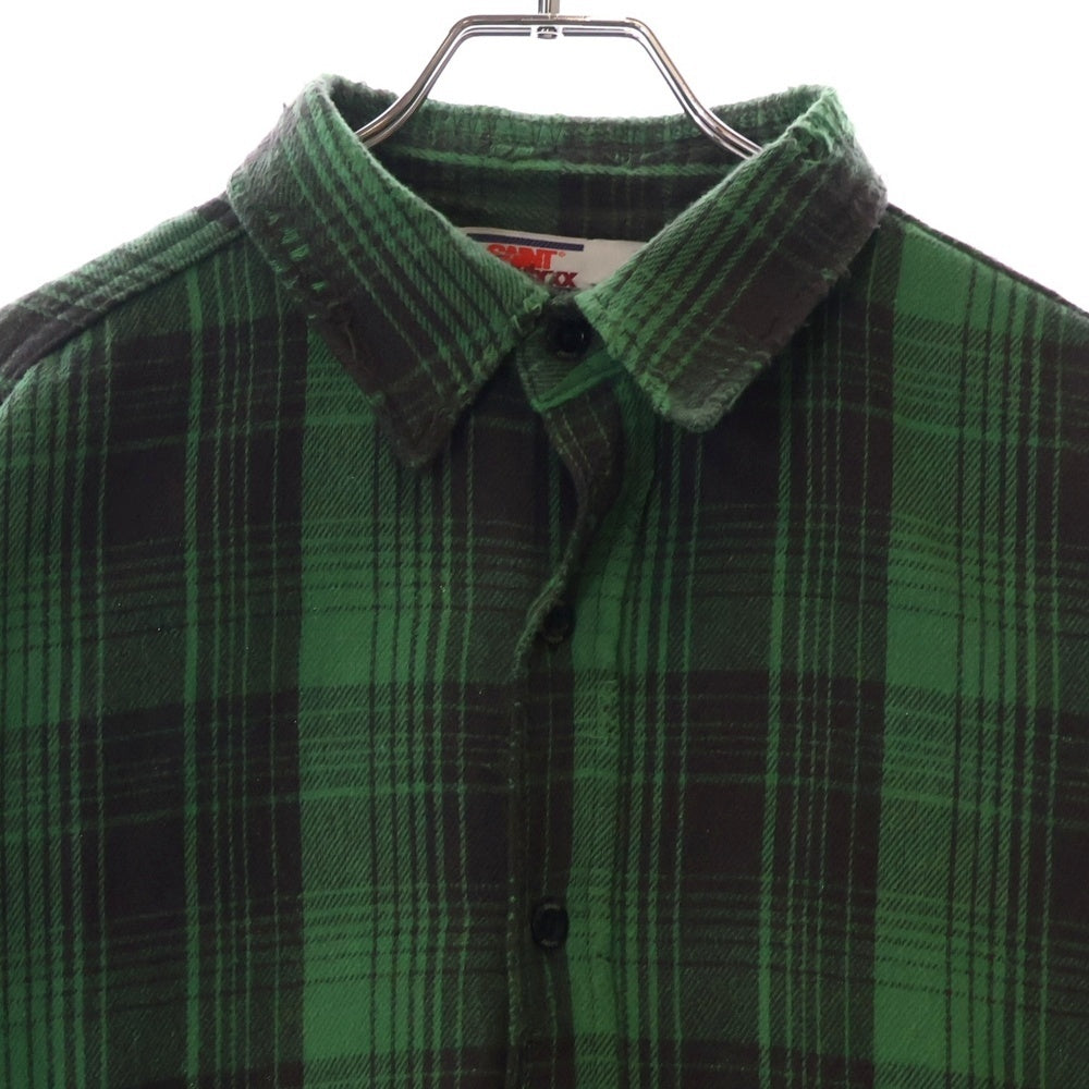 SAINT MICHAEL(セントマイケル) 24SS FRNL CHECK SHIRT カットオフ加工 フランネルシャツ グリーン SM-YS8-0000-024