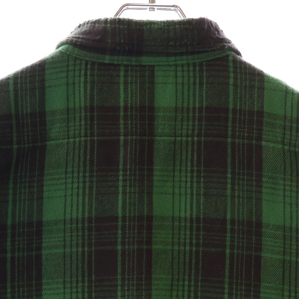 SAINT MICHAEL(セントマイケル) 24SS FRNL CHECK SHIRT カットオフ加工 フランネルシャツ グリーン SM-YS8-0000-024