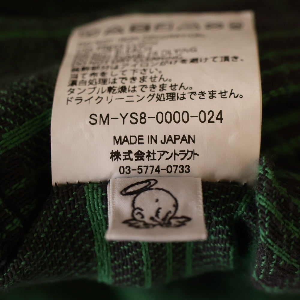 SAINT MICHAEL(セントマイケル) 24SS FRNL CHECK SHIRT カットオフ加工 フランネルシャツ グリーン SM-YS8-0000-024
