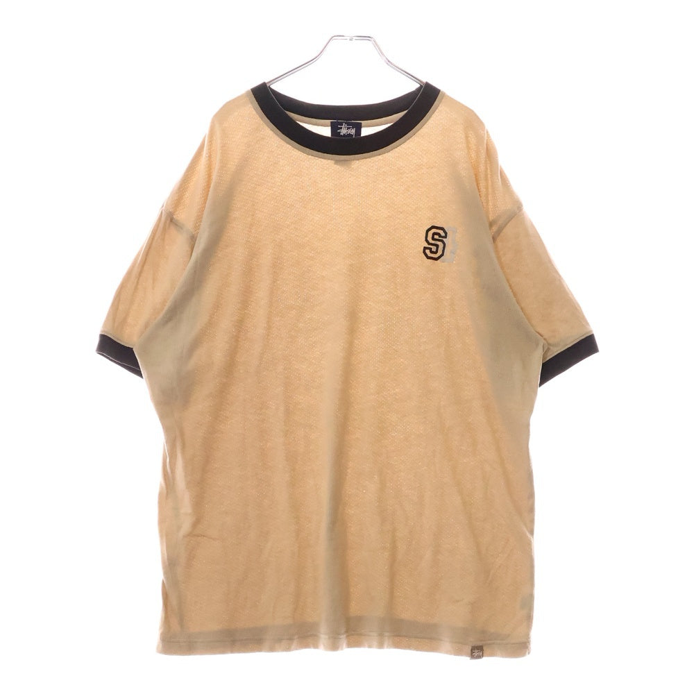 STUSSY(ステューシー) 90S OLD コンタグ コットンメッシュ リンガー 半袖Tシャツ ベージュ