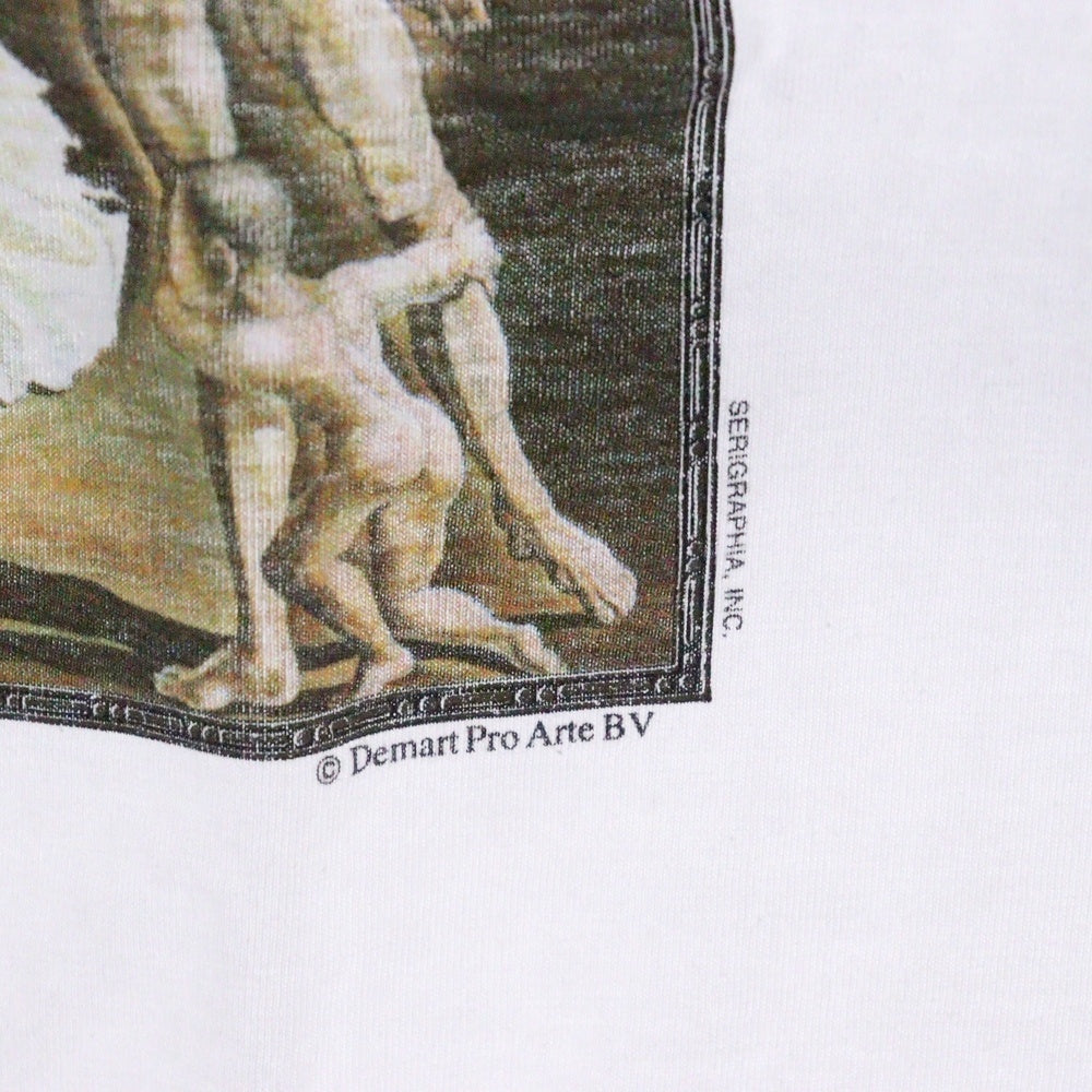 VINTAGE(ヴィンテージ) 90-00S Salvador Dali 新人類の誕生を見つめる地政学の子供 アートプリント 半袖Tシャツ ホワイト