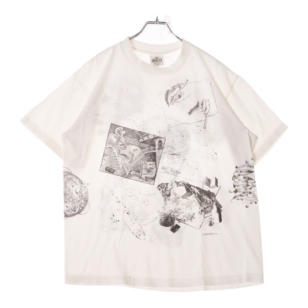 VINTAGE(ヴィンテージ) 90S M.C. Escher エッシャー グラフィックプリント 半袖Tシャツ ホワイト