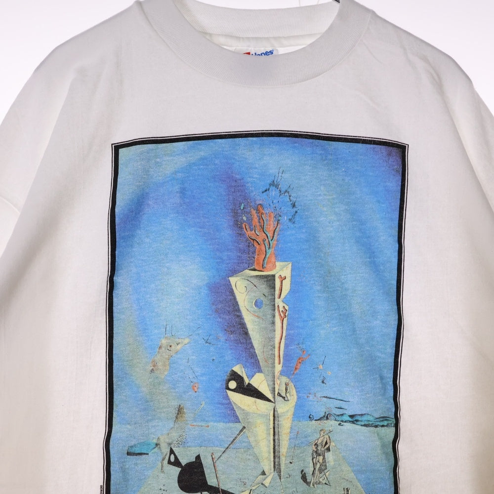 VINTAGE(ヴィンテージ) 90-00S Salvador Dali 器官と手 アートプリント ロングスリーブ 長袖Tシャツ ホワイト
