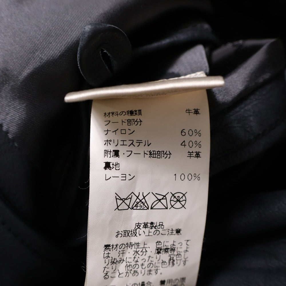 HERMES(エルメス) M-65 TYPE スタンドカラー カウレザー ジャケット ハーフコート ブラック