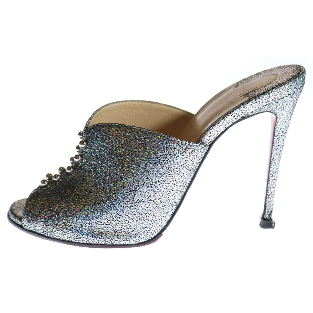CHRISTIAN LOUBOUTIN(クリスチャンルブタン) PREDUMULE オープントゥ ヒール ミュール シルバー レディース