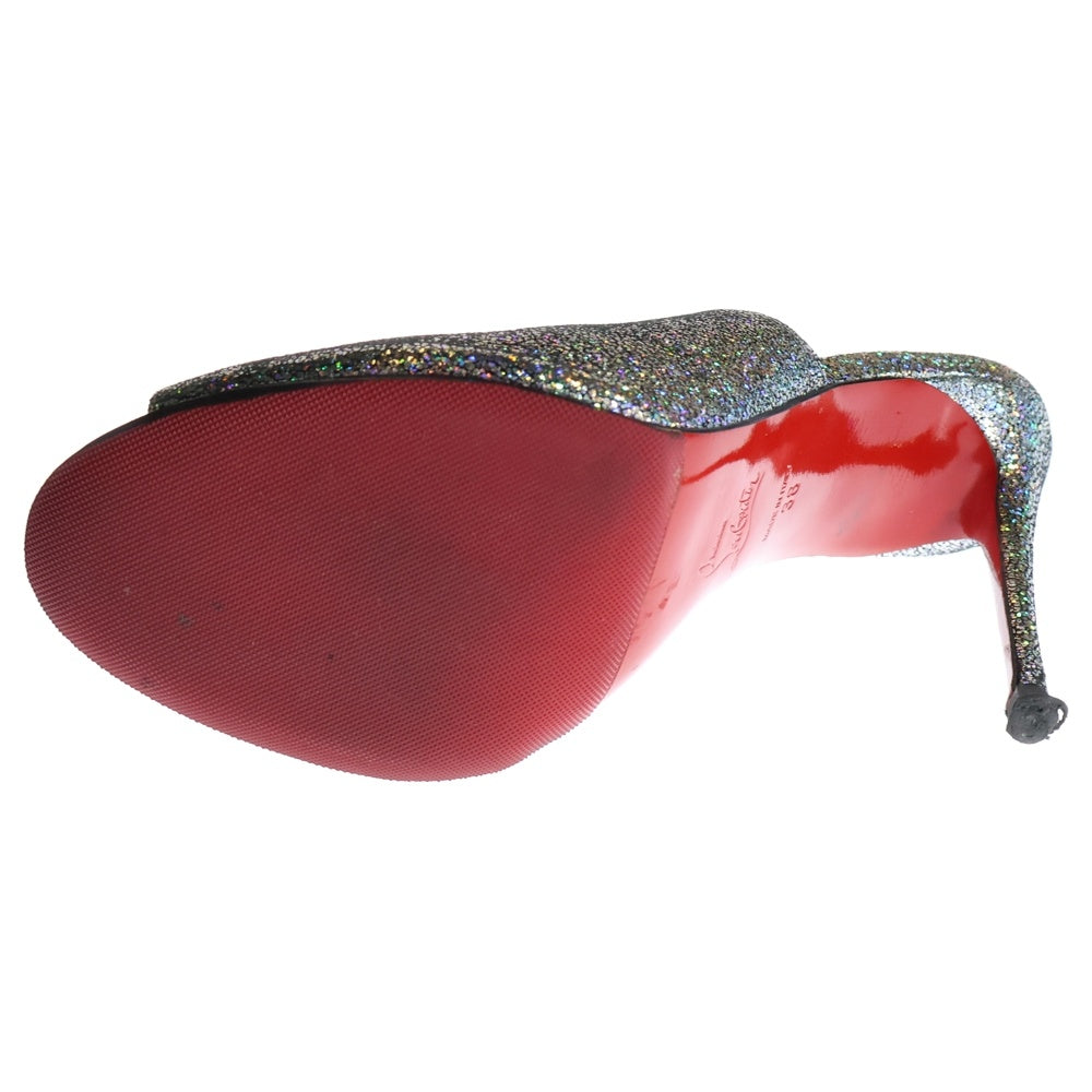 CHRISTIAN LOUBOUTIN(クリスチャンルブタン) PREDUMULE オープントゥ ヒール ミュール シルバー レディース