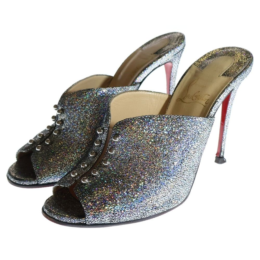 CHRISTIAN LOUBOUTIN(クリスチャンルブタン) PREDUMULE オープントゥ ヒール ミュール シルバー レディース