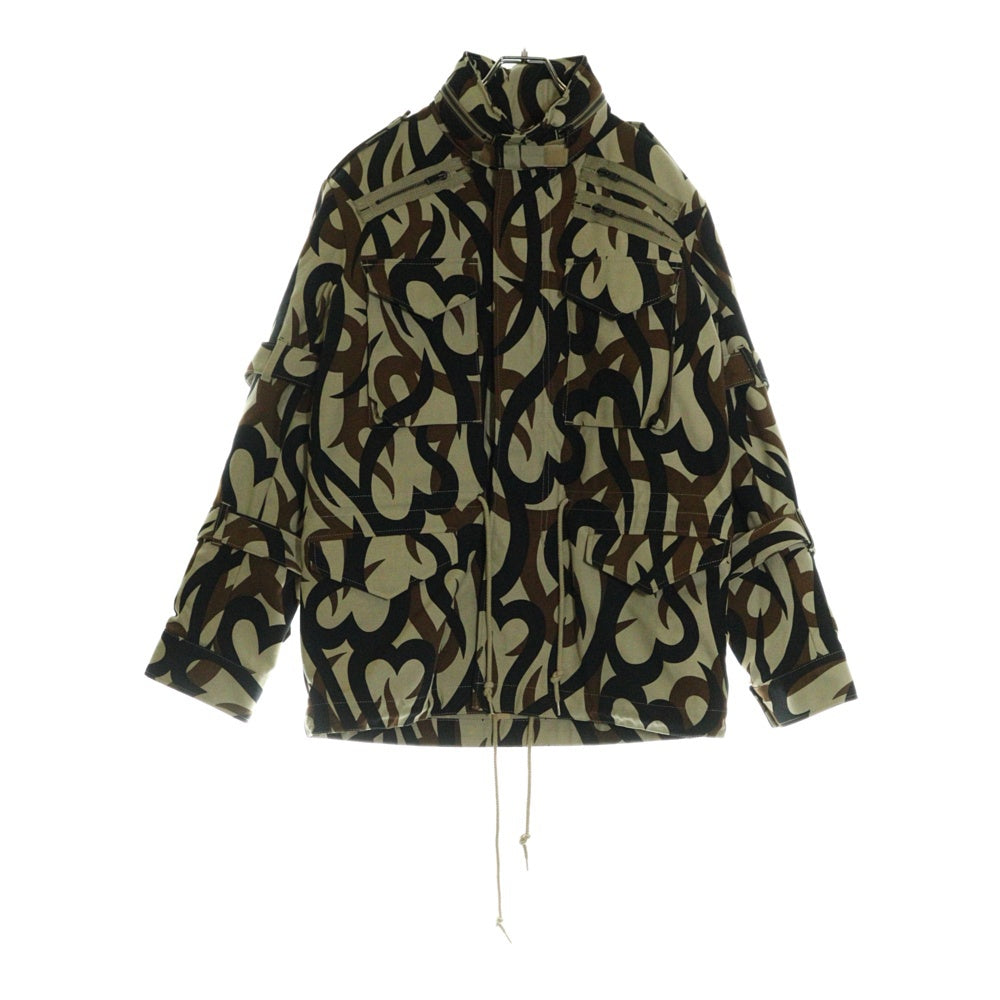 NUMBER (N)INE(ナンバーナイン) 04AW ARCHIVE GIVE期 ライナー付き ジップデザイントライバルジャケット カーキ