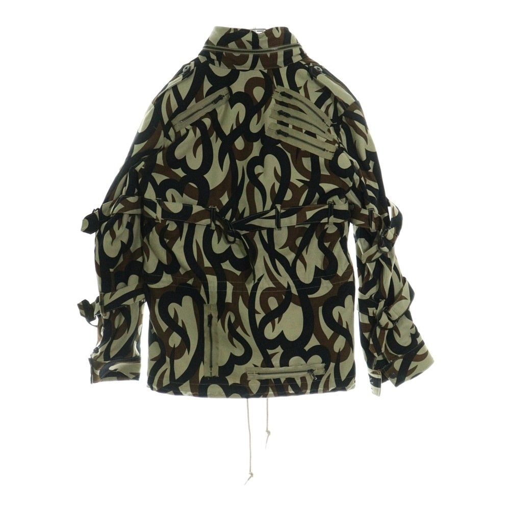 NUMBER (N)INE(ナンバーナイン) 04AW ARCHIVE GIVE期 ライナー付き ジップデザイントライバルジャケット カーキ