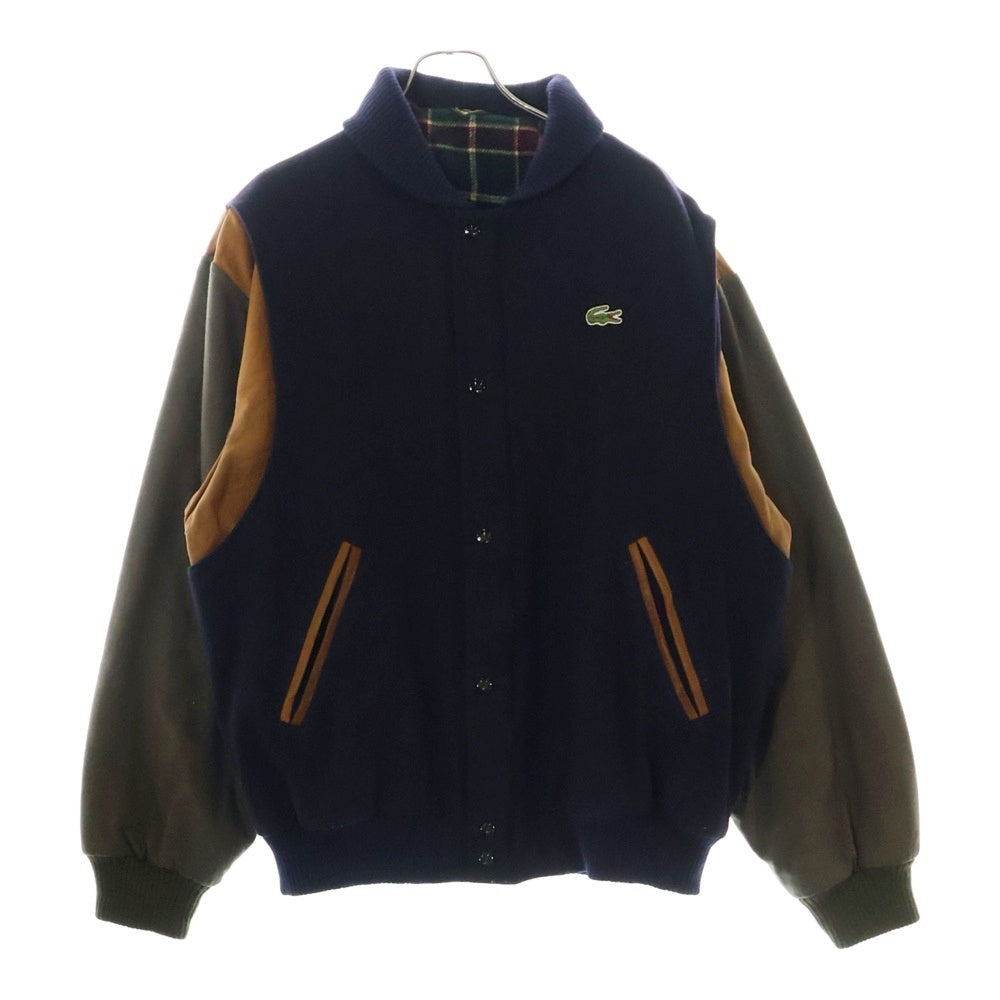 LACOSTE(ラコステ) 90S クレイジーパターン レザー切り替え スタジアムジャケット スタジャン マルチカラー