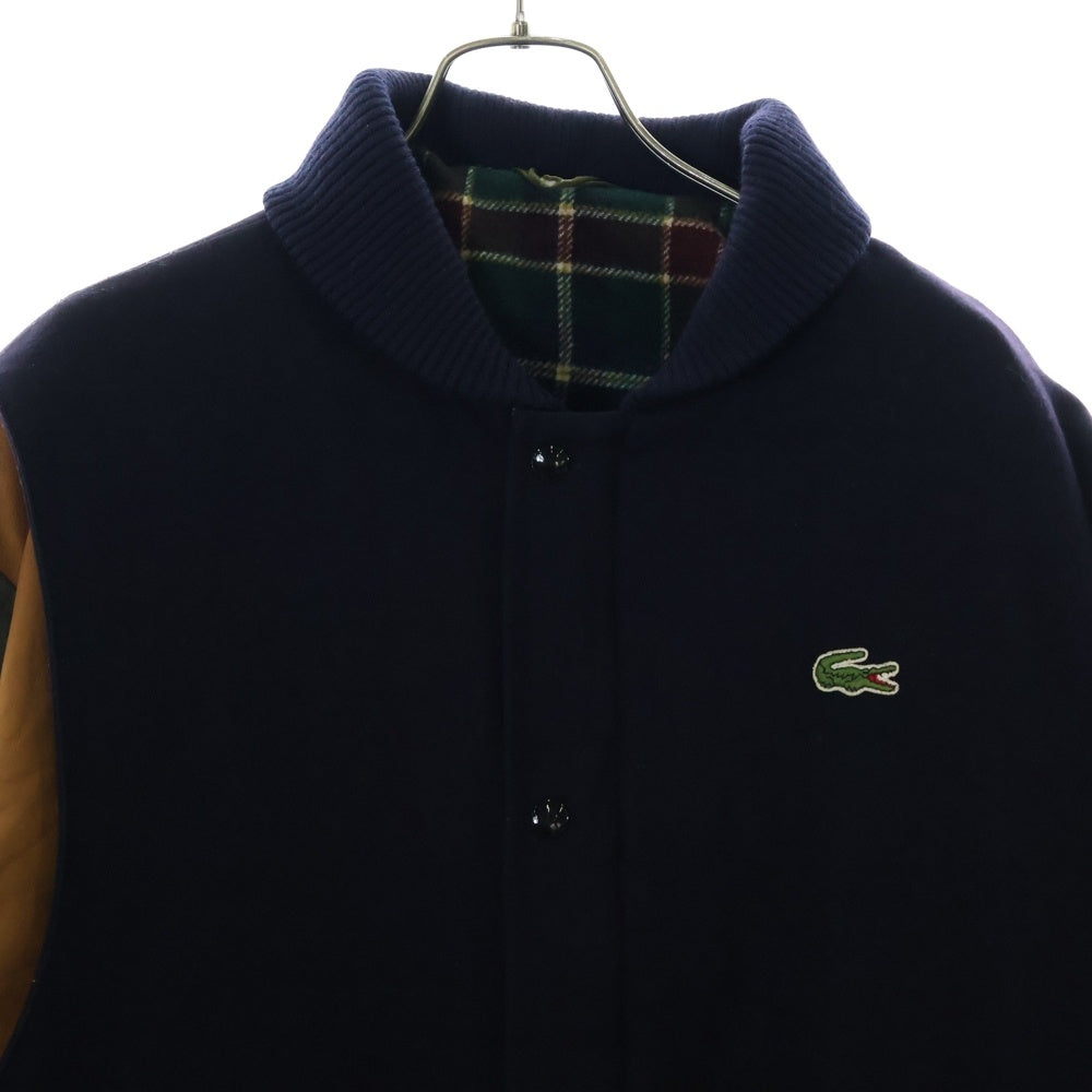 LACOSTE(ラコステ) 90S クレイジーパターン レザー切り替え スタジアムジャケット スタジャン マルチカラー