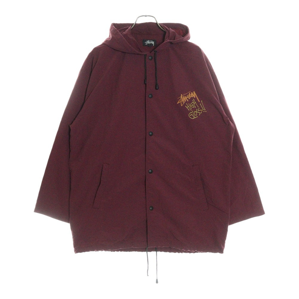 STUSSY(ステューシー) 80S OLD HIGH GLOSS SPRAYCAN jacket スプレー缶 プリント フード付き コーチジャケット バーガンディ