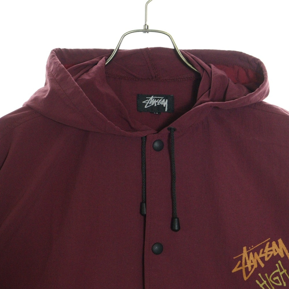 STUSSY(ステューシー) 80S OLD HIGH GLOSS SPRAYCAN jacket スプレー缶 プリント フード付き コーチジャケット バーガンディ