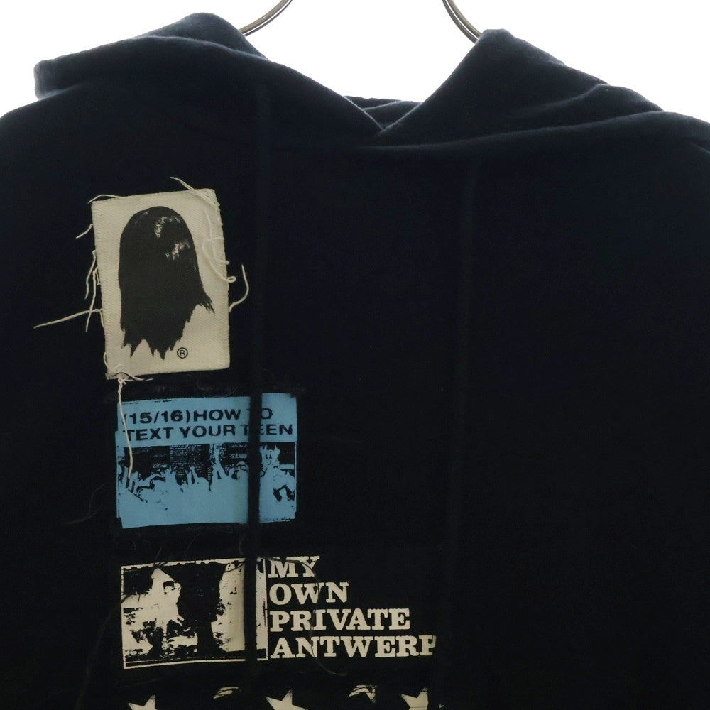 RAF SIMONS(ラフシモンズ) 20SS Regular fit hoodie with patches パッチワーク プルオーバーフーディー パーカー ブラック