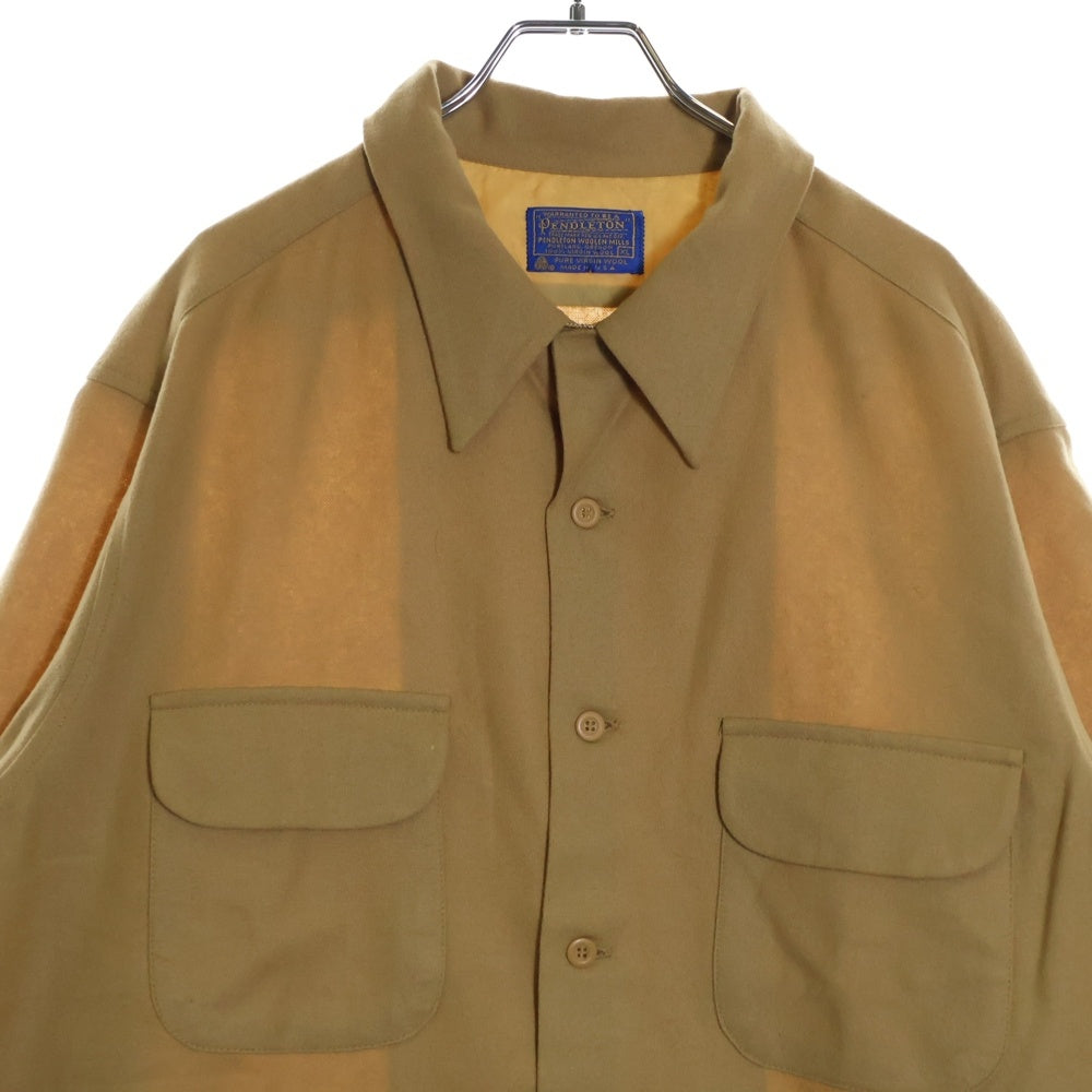 PENDLETON(ペンドルトン) 70S VINTAGE ロングスリーブ オープンカラー ウールシャツ ベージュ