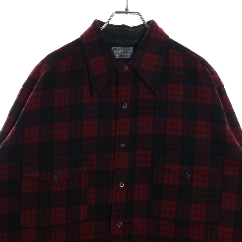 PENDLETON(ペンドルトン) 30-40S VINTAGE バッファローチェック ロングスリーブ ウールシャツ レッド