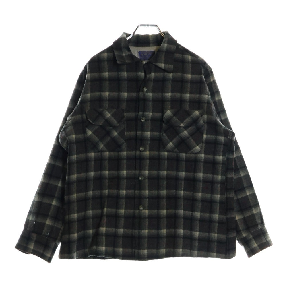 PENDLETON(ペンドルトン) 50S VINTAGE タータンチェック オープンカラー ウールシャツ グレー