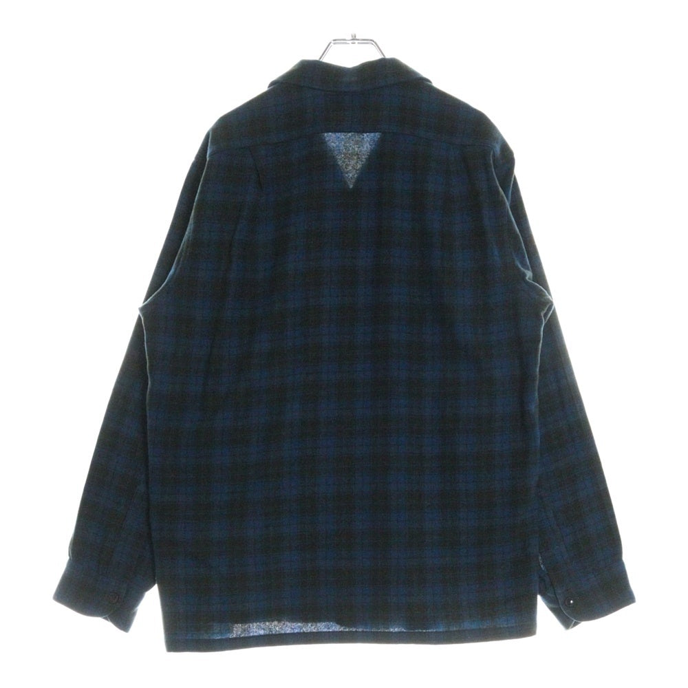 PENDLETON(ペンドルトン) 50S VINTAGE タータンチェック オープンカラー ウールシャツ ブルー