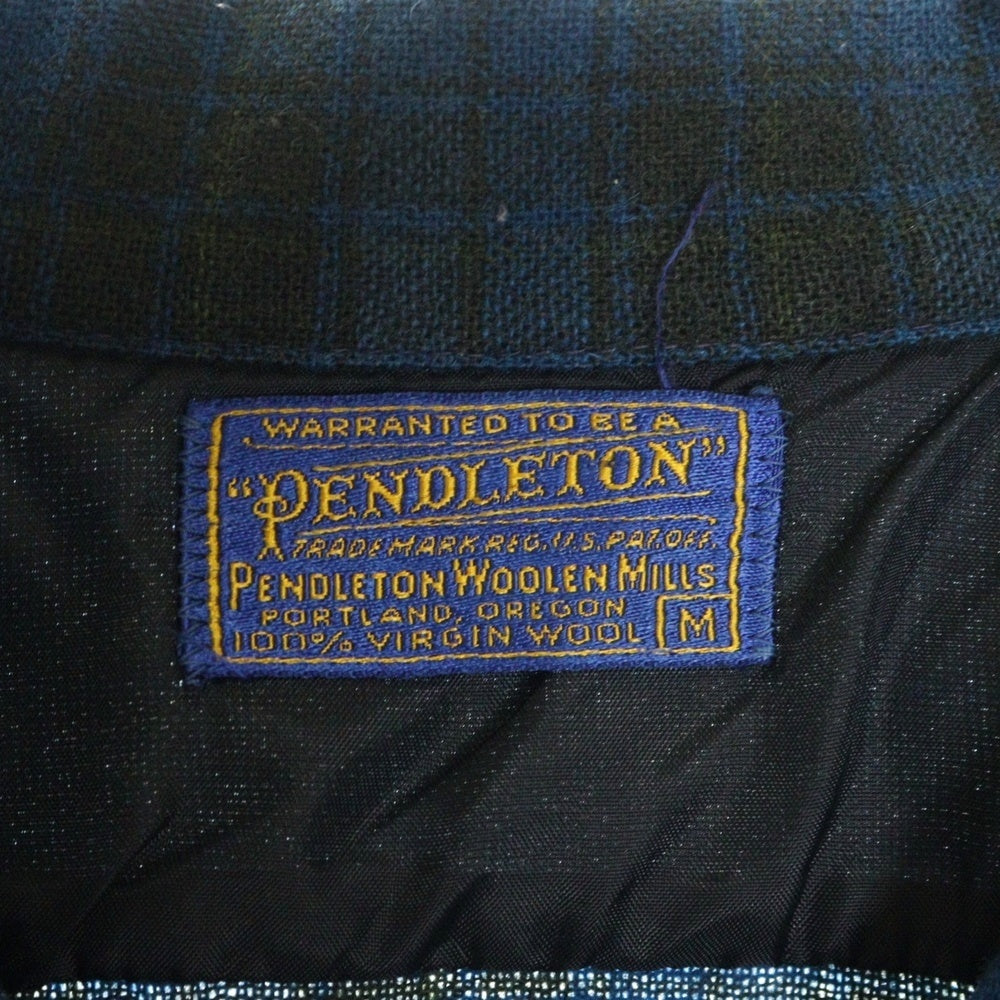 PENDLETON(ペンドルトン) 50S VINTAGE タータンチェック オープンカラー ウールシャツ ブルー
