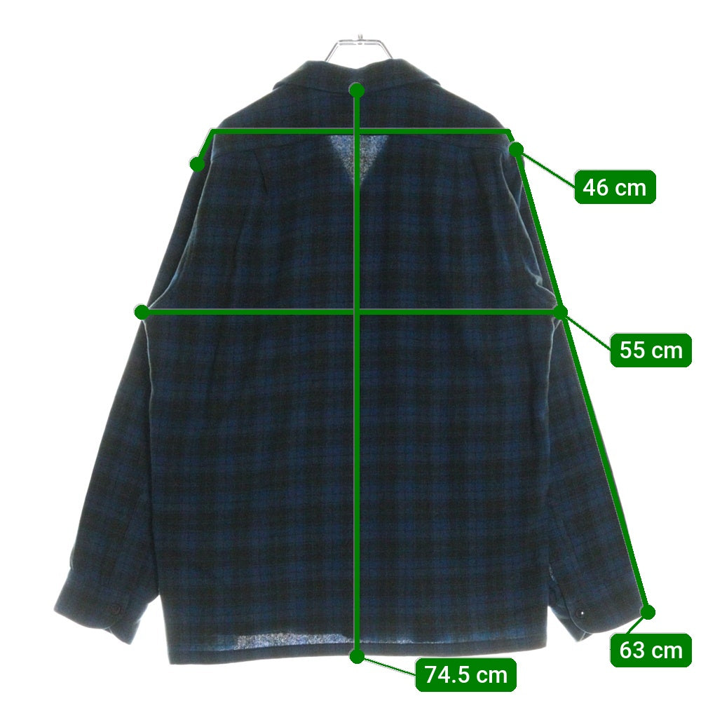 PENDLETON(ペンドルトン) 50S VINTAGE タータンチェック オープンカラー ウールシャツ ブルー