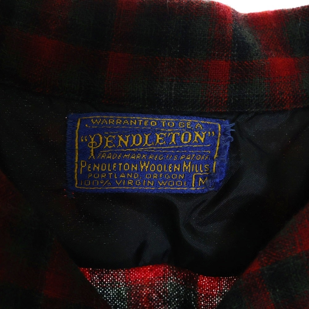 PENDLETON(ペンドルトン) 50S VINTAGE オンブレチェック ロングスリーブ オープンカラー ウールシャツ レッド