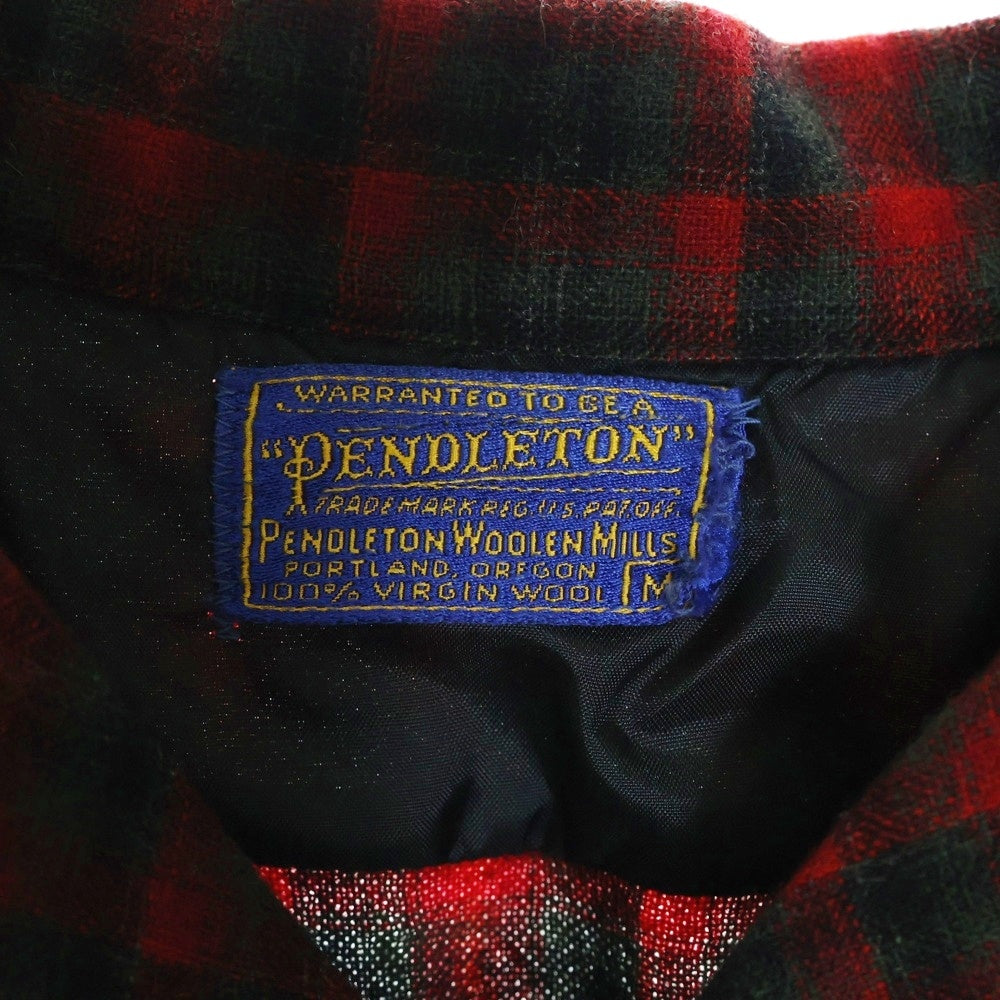 PENDLETON(ペンドルトン) 50S VINTAGE オンブレチェック ロングスリーブ オープンカラー ウールシャツ レッド