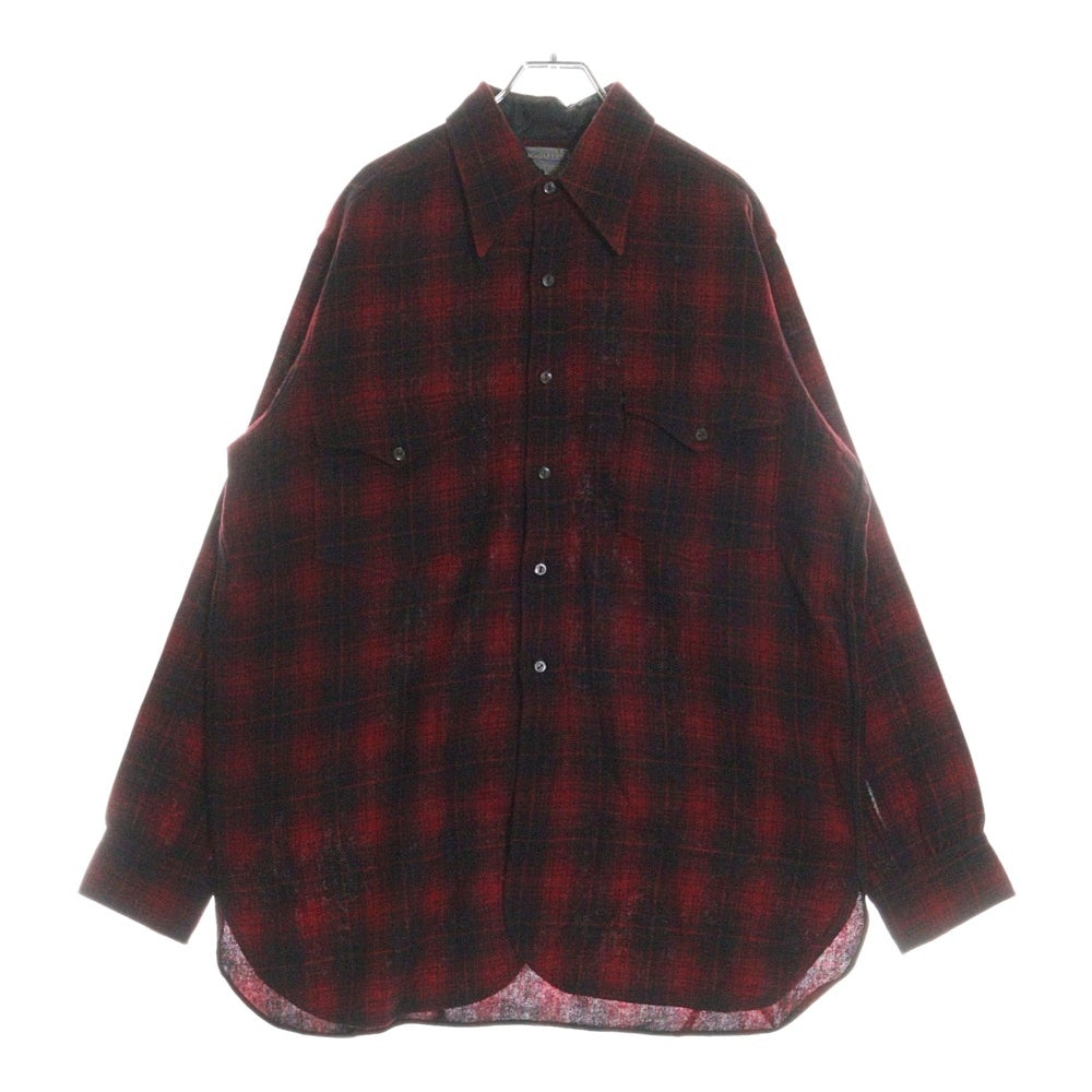 PENDLETON(ペンドルトン) 30-40S VINTAGE オンブレチェック ロングスリーブ ウールシャツ レッド