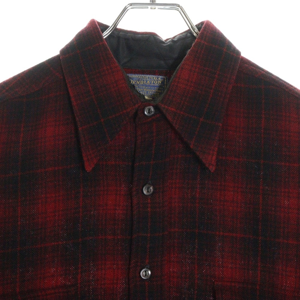 PENDLETON(ペンドルトン) 30-40S VINTAGE オンブレチェック ロングスリーブ ウールシャツ レッド