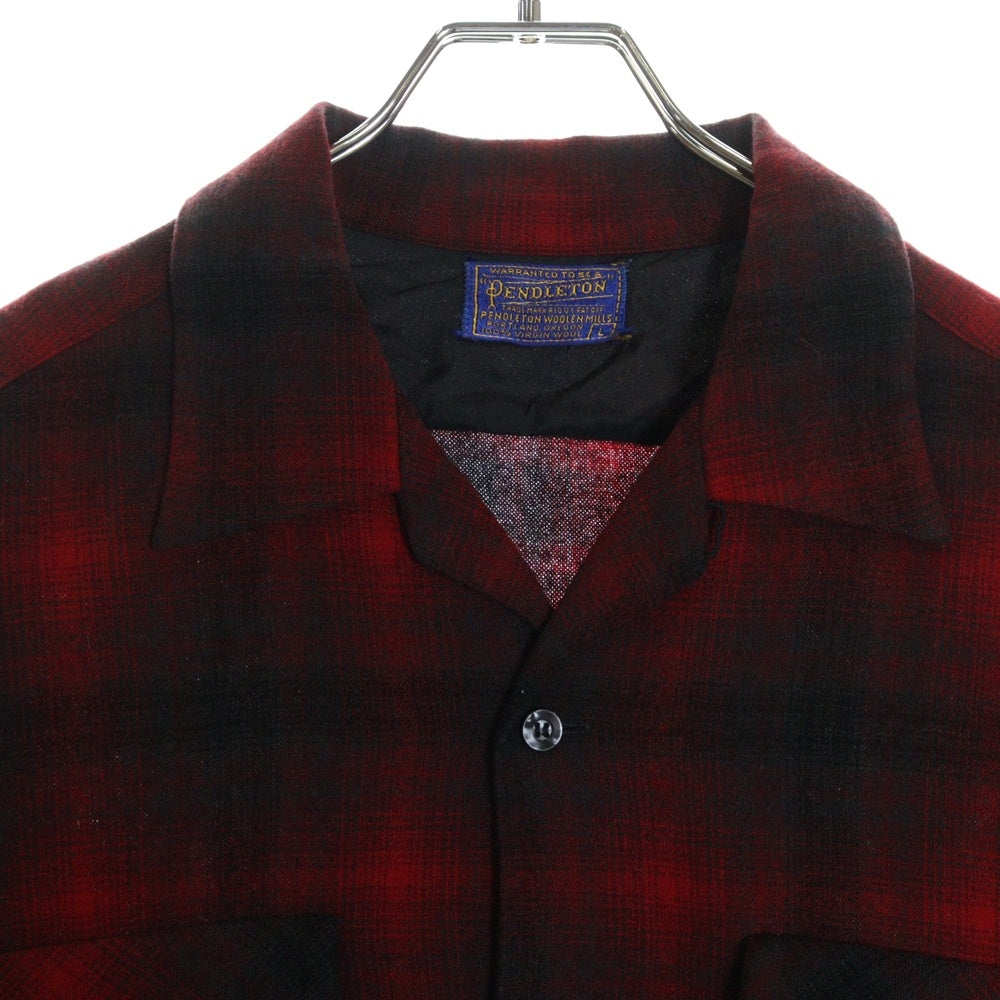 PENDLETON(ペンドルトン) 50S VINTAGE オンブレチェック ロングスリーブ オープンカラー ウールシャツ レッド
