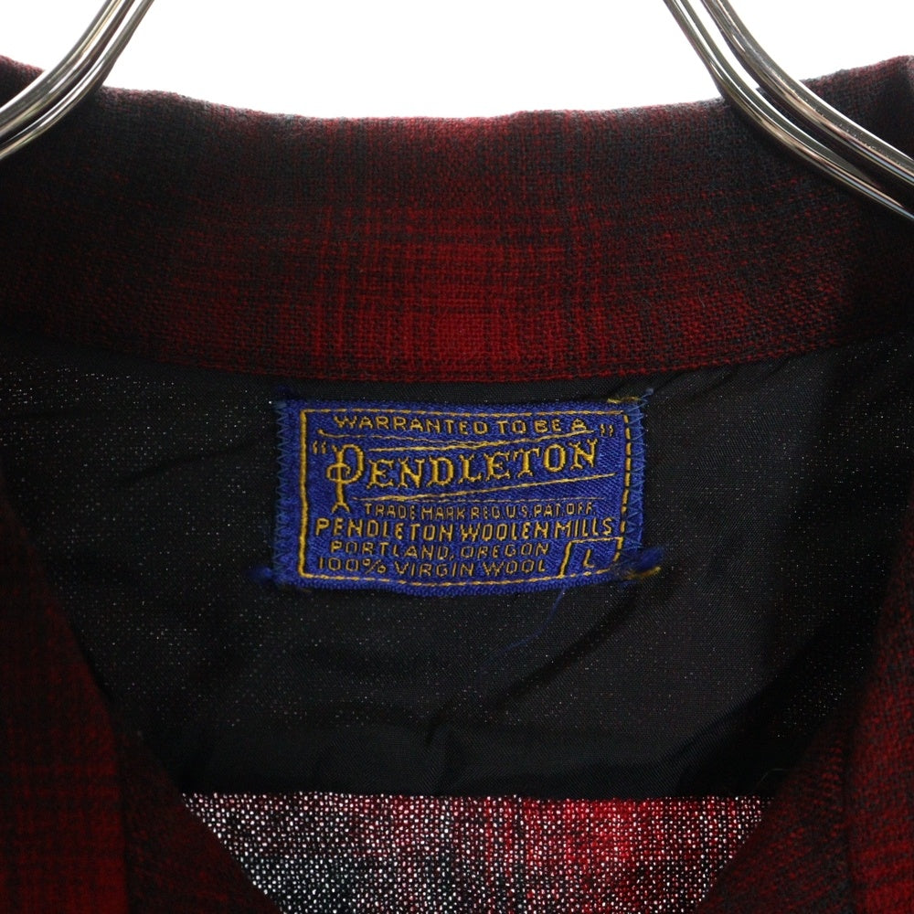 PENDLETON(ペンドルトン) 50S VINTAGE オンブレチェック ロングスリーブ オープンカラー ウールシャツ レッド