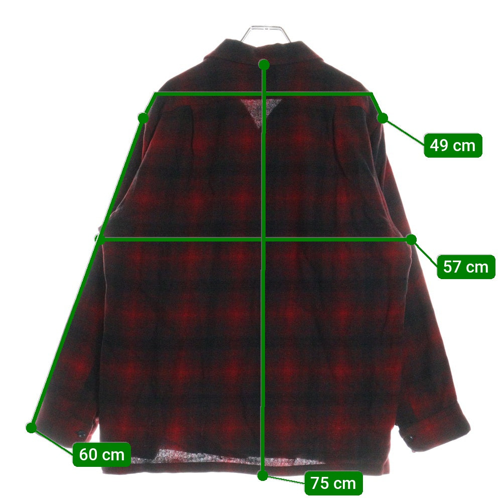 PENDLETON(ペンドルトン) 50S VINTAGE オンブレチェック ロングスリーブ オープンカラー ウールシャツ レッド