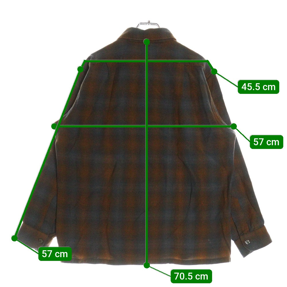 PENDLETON(ペンドルトン) 70S VINTAGE オンブレチェック ロングスリーブ オープンカラー ウールシャツ ブラウン