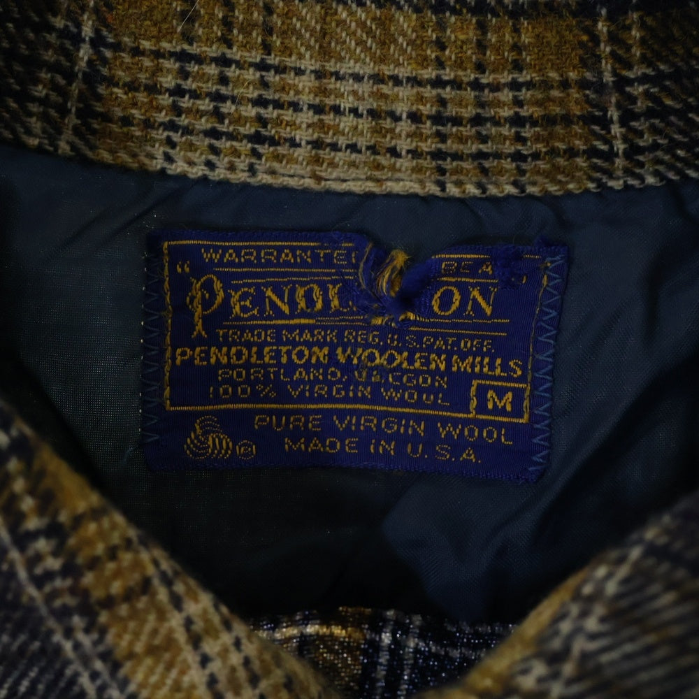 PENDLETON(ペンドルトン) 70S VINTAGE タータンチェック ロングスリーブ オープンカラー ウールシャツ イエロー