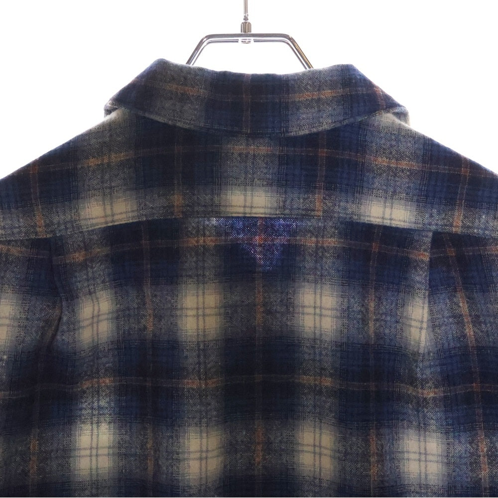 PENDLETON(ペンドルトン) 70S VINTAGE タータンチェック オープンカラー ウールシャツ ブルー