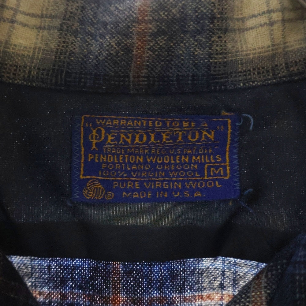 PENDLETON(ペンドルトン) 70S VINTAGE タータンチェック オープンカラー ウールシャツ ブルー
