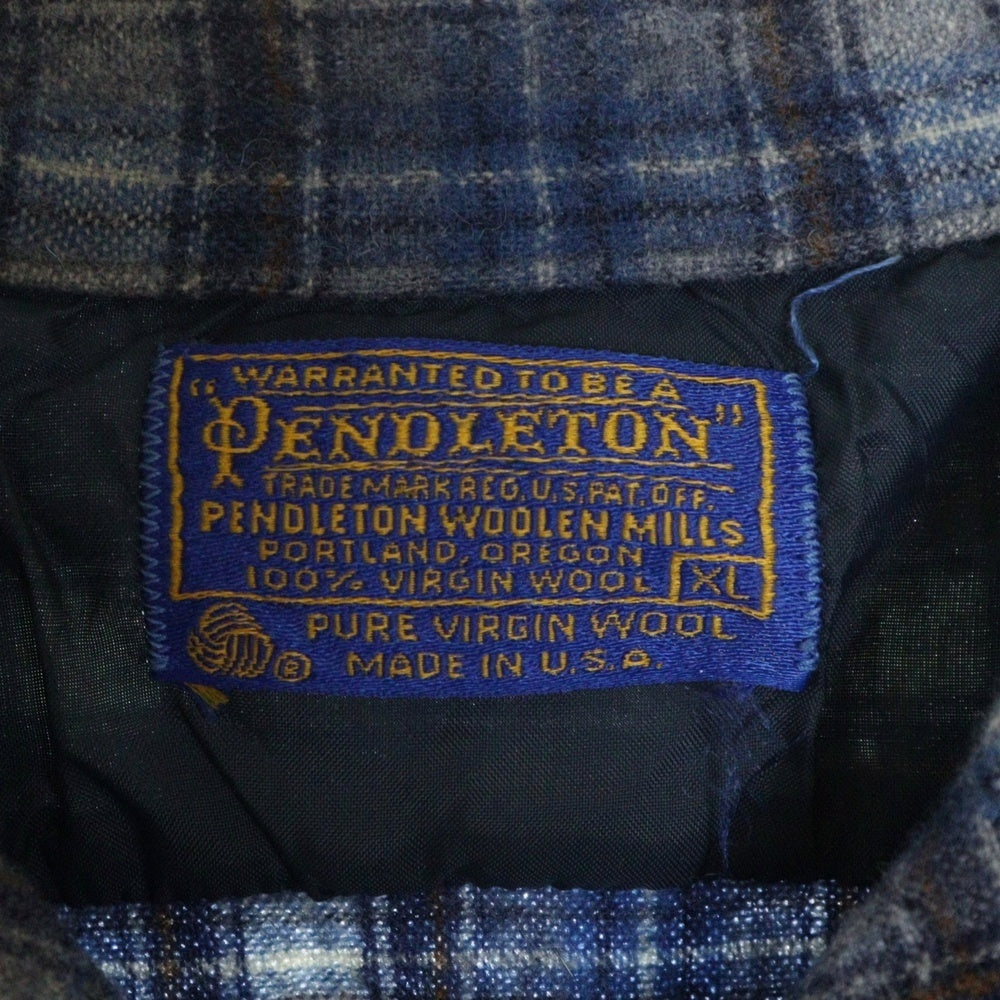 PENDLETON(ペンドルトン) 70S VINTAGE タータンチェック オープンカラー ウールシャツ ブルー