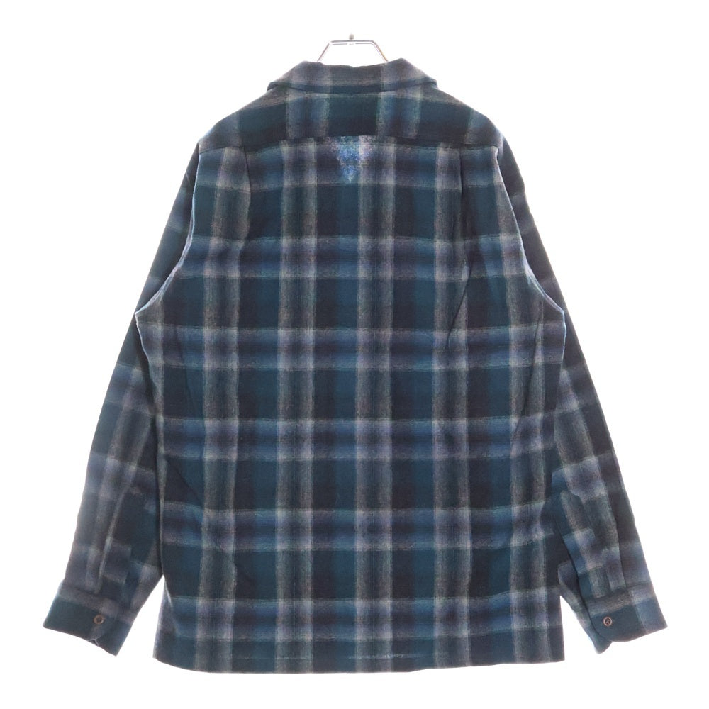 PENDLETON(ペンドルトン) 70S VINTAGE タータンチェック オープンカラー ウールシャツ ブルー