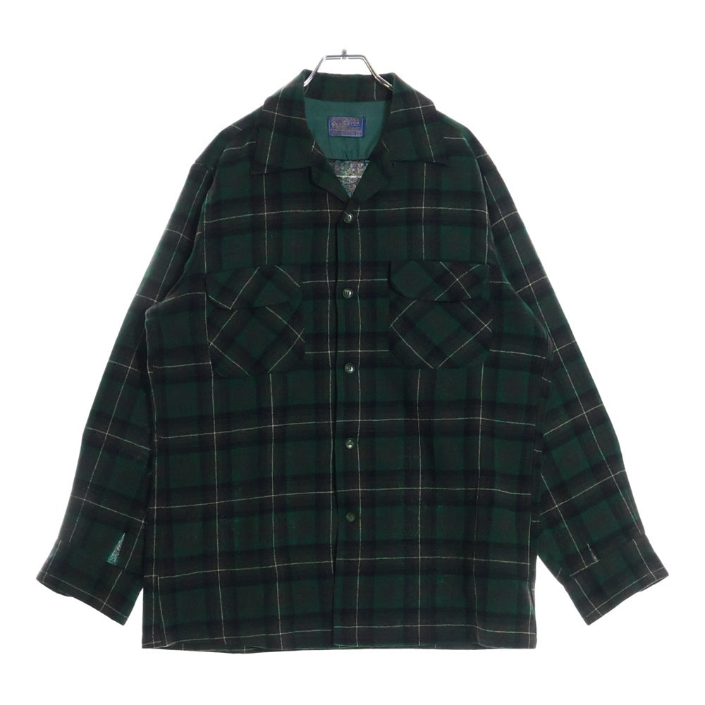 PENDLETON(ペンドルトン) 50S VINTAGE タータンチェック オープンカラー ウールシャツ グリーン