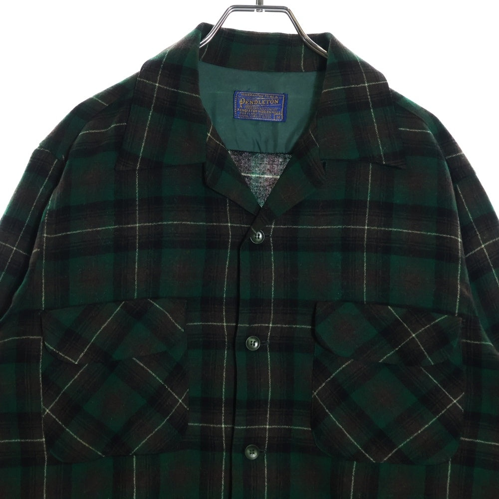 PENDLETON(ペンドルトン) 50S VINTAGE タータンチェック オープンカラー ウールシャツ グリーン
